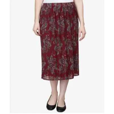 Alfred Dunner Women's Pullon Pleated A-Line Midi Skirt Mulberry Street Paisley - Image 1 of 4