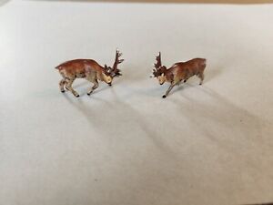 Paire de figurines vintage miniature en cerf cerf-buck peintes cerf