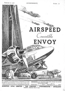 1938 Advert for Airspeed 'ENVOY' Aircraft Vintage Original Print Ad Ephemera - Picture 1 of 1