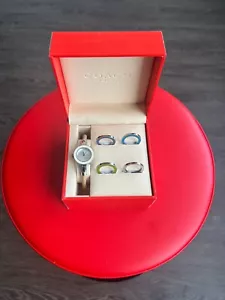 Vintage Women's Coach Leather Watch w/ 5 Interchangeable Bezels - Picture 1 of 6