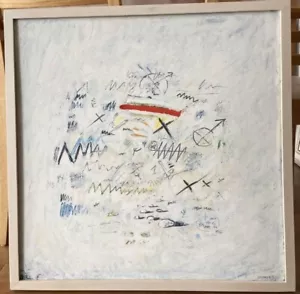 Quadro astratto olio Jiri Votruba bianco 1996 24,6 x 24,6 pollici - Foto 1 di 6