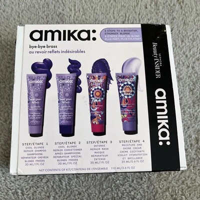 Amika Bye Bye Brass Blonde Wash & Care Set Shampoo Conditioner Mask Cream - Image 1 of 4