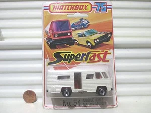 Lesney Matchbox 1980 MB54D Cream Mobile Home Orange Interior Black Base NUonCard - Picture 1 of 4