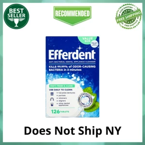 Efferdent Retainer & Denture Cleaner Tablets Minty & Fresh Clean 126 Ct 2 PACK - Picture 1 of 12