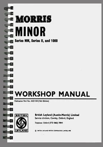 MORRIS MINOR MM,II & 1000 WORKSHOP MANUAL ON PAPER IN ENGLISH - REPAIR, SERVICE - Picture 1 of 7