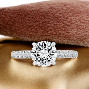 14k Multi Tone Gold Diamond Ring 1.40 Ct Round IGI Certified Lab Created - Picture 1 of 13