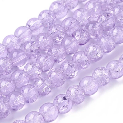 Z  Bead Lot of 5 strands 31 inches long 8mm round crackle glass plum RJC - Image 1 of 3