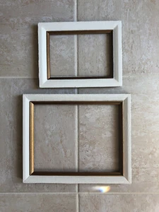 Pair Original VTG 1970s Refurbished Linen Liners on Wood Frames; Hold 5x7 & 8x10 - Picture 1 of 12