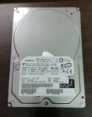 Hitachi Deskstar HDS722516VLAT80 ATA IDE BA1254 PN 14R9248 160GB Hard Drive - Image 1 of 3