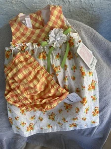 NWT Vintage Bonnie Baby dress 18 Months, Floral And Plaid - Picture 1 of 8