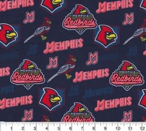 1 yarda tela de algodón Traditions MILB MEMPHIS RED PÁJAROS tela de béisbol menores - Imagen 1 de 2