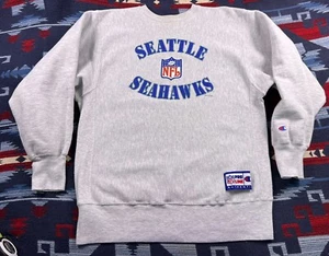 Vtg 90s Champion USA Made Gray Reverse Weave Seattle Seahawks Sweatshirt XL - Picture 1 of 14
