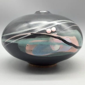 Mark Chamberlain 5,5" handgeworfen Studio Kunstkeramik Unkraut Topf Vase Kosmos USA - Bild 1 von 10