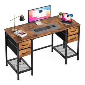 Computer Desk, Office Desk with Drawers&Mesh Shelf - Picture 1 of 9