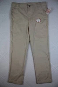 NEW Girls Chino Jeans Size 12 Khaki Pants Adjustable Waist Stretch Pockets - Picture 1 of 4
