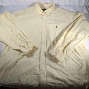 Ralph Lauren Shirt Mens XXL Classic Fit Yellow Stripe Flesh Pony Button Down - Picture 1 of 9