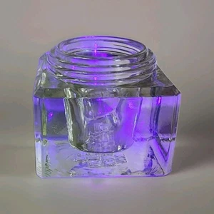 Vintage Glass Ink Well Ink Pen Antique Square Cut Beveled Manganese Clear Glass - Picture 1 of 7