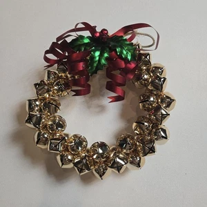 Gold Jingle Bell Weihnachtskranz Metall Urlaub Tür Hängedeko 9 Zoll - Bild 1 von 9