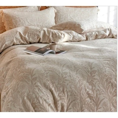 Juego de funda nórdica floral jacquard de lino puro Yvette funda de almohada reina Foto 1 de 4