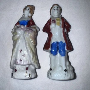 Vintage Japan zwei Porzellan Kolonial Paar Figuren handbemalt Miniaturen 4" - Bild 1 von 6