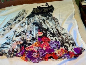 ALBERTO MAKALI US8,Silk Evening/Summer Cocktail Dress, MultiColor w Shawl, NWOT - Picture 1 of 22