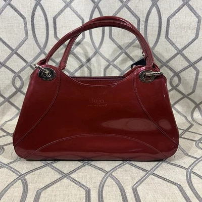 Vintage Y2K Beijo Red Patent Leather Shoulder Bag Silver Grommet Goth Grunge - Image 1 of 4