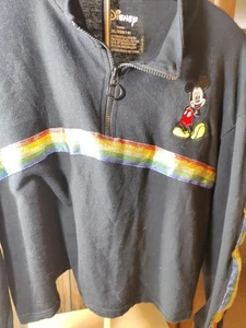 Damen Disney bestickt Mickey Mouse 1/4 Reißverschluss Cropped Top schwarz XXL (19) - Bild 1 von 4