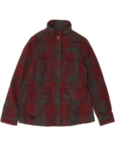 LEVI'S Womens Oversized Utility Jacket UK 10 Small Burgundy Check AI01 - Picture 1 of 3
