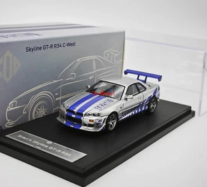TG GFCC 1:64 Silver FNF Skyline GTR R34 C-West Sport Model Diecast Metal Car New - Picture 1 of 6