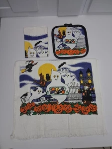 Toallas de cocina y soporte para olla de Halloween de colección B&D Royal Terry Boo Ghost - Imagen 1 de 6