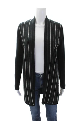 Neiman Marcus Womens Cashmere Long Sleeve Stripe Knit Sweater Black Size S - Image 1 of 4