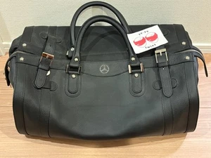 Mercedes Benz x Gold Pfeil All Leather Traveling Club Overnight Bag Black - Picture 1 of 6