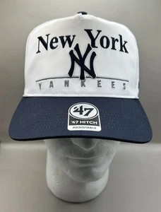 '47 Hitch Adjustable New York Yankees MLB Snapback Baseball Cap White Navy OSFA - Picture 1 of 6