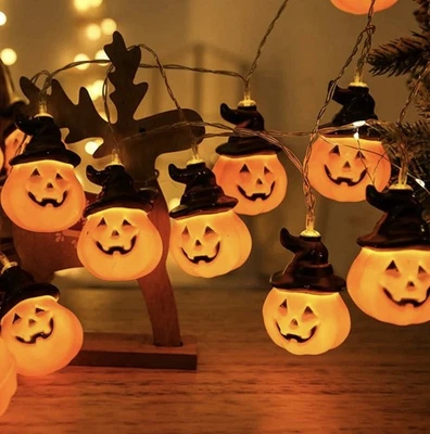 Jsdoin Pumpkin Halloween String Lights Battery Powered Halloween Decoration - Image 1 of 4