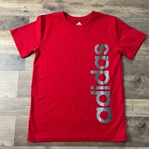 Adidas T-Shirt Boys Size M Red Athletic Fitness Running Training Sport 798 - Picture 1 of 9