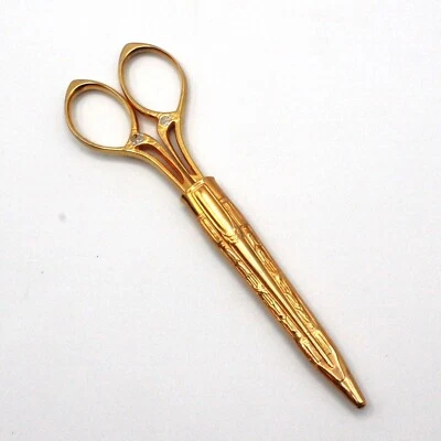 Wasa Solingen 6″ Embroidery Scissors Gold Plated w/ Case Germany - Image 1 of 4