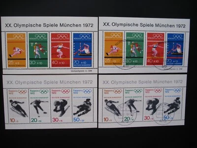Germany 1971/91-Olympic Games, Sports-Blocks of 4, 1 SS, 14 Stamps MNH CTO - Image 1 of 4
