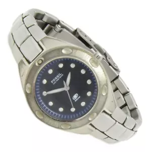 Fossil BLUE reloj de pulsera para mujer acero inoxidable azul carbono AM-3302 10ATM Batt nuevo S154 - Imagen 1 de 2
