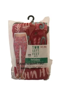 Two Left Feet Women's Holiday Leggings, Red Seasons Greetings, Size S/M - Picture 1 of 1