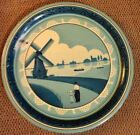 Metal Dutch Scene Tray Blue Made in England Windmill Boats wooden shoes