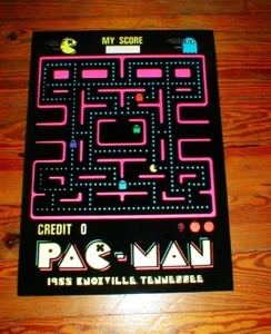 PAC-MAN 1982 FLOCKED BLACK LIGHT POSTER Knoxville Tennessee - Picture 1 of 3