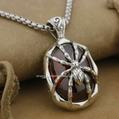 Enorme colgante de araña de circonita cúbica roja de plata de ley 925 9J018 acero N 24" BZ Foto 1 de 4