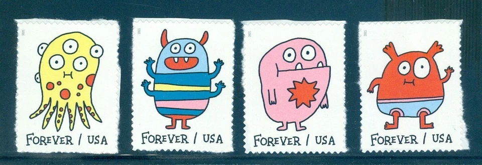 US 5636-5639 Message Monsters, Set/4 singles, Mint NH, Reactive under UV Light - Image 1 of 1