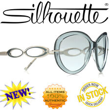NEW SILHOUETTE 3190 6212 MELODY CRYSTAL GREY BLUE SILVER FRAME LENSES SUNGLASSES