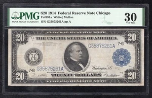 FR. 991a 1914 $20 FRN FEDERAL RESERVE NOTE CHICAGO, IL PMG VERY FINE-30 - Picture 1 of 2