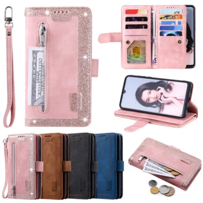 Zip Card Wallet Case Leather Flip Cover for Samsung A10 A20e A30s A40 A50 A70 - Image 1 of 4