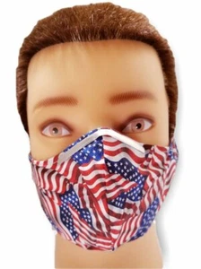 100% cotton face mask lined with filter mesh lining. Patriot Flags - Picture 1 of 3