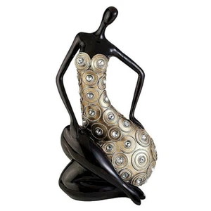 Polyresin Decorative Figurine Black And Gold with gems accents 12in H - Picture 1 of 1