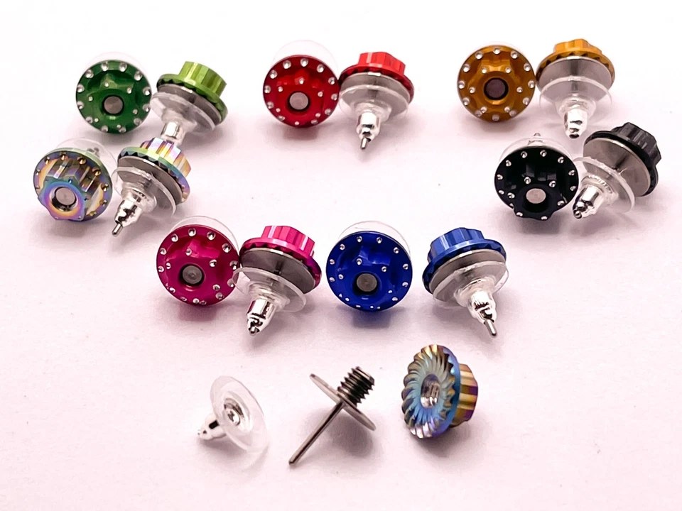Titanium Racing Earrings- Bead-Lock-Look-Wheel Design- Interchangeable colors - Image 1 of 1