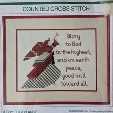 Glory to God Angel Counted Cross Stitch Kit Sunset 18301 Christmas 14 x 11 1989